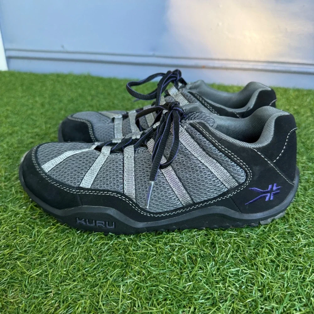 Kuru Quantum Women 7 Black Gray Mesh Orthopedic Hiking Walking Shoes Gorpcore